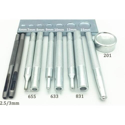 11Pcs Snap Button Punching Holes Rivet Button Setter Carbon Steel Working DIY Tool Leather Craft Tools Kit