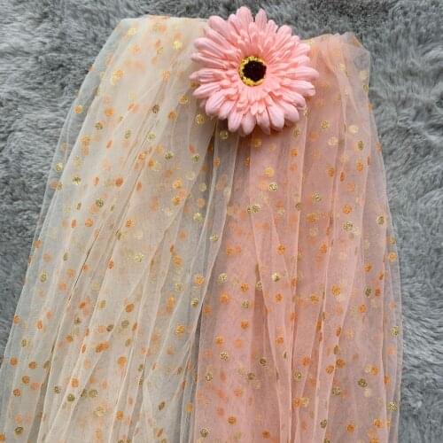 150cm Wide Glitter Dot Tulle Fabric Ribbon Golden Dots Tulle Mesh Fabric Strips DIY Hair Ornament Poms Journal Party Supplies