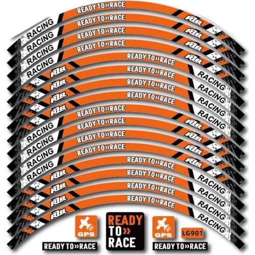 16pcs Strips Motorcycle Wheel Tire Stickers Car Reflective Rim Tape Motorbike Bicycle Auto Decals for KTM Duke Ready to Race