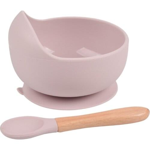 2Pcs Silicone Baby Bowl+Spoon Set Newborn Tableware Waterproof Silicone Dishes P31B