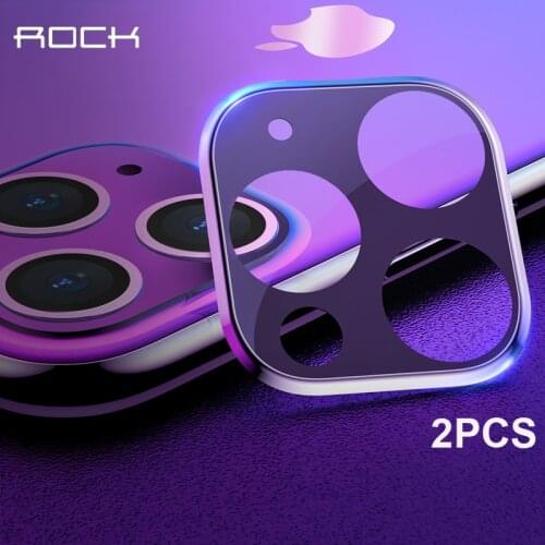 2PCS Camera Lens Screen Protector For iPhone 11 Pro Max Rock 0.25mm Metal Frame + Tempered Glass Camera Lens Film For iPhone 11
