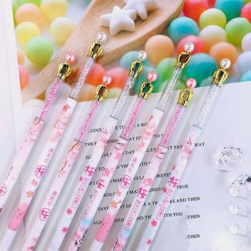 48 pcs/lot Kawaii Crown Cherry Gel Pen Cute 0.5 mm black ink Signature Pen School Office writing Supplies Promotional Gift