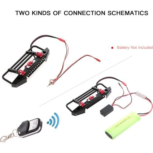 5-11V Metal Bumper with Winch 2 LED Light Remote Controller Receiver for Traxxas Axial SCX10 RC Crawler Car Parts