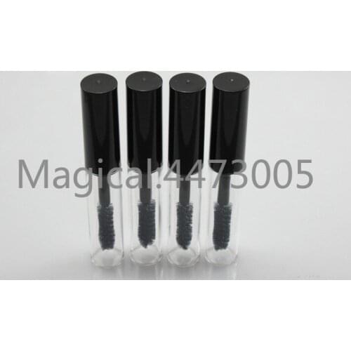 50pcs/lot 4ml Empty DIY Transparent Cosmetic Mascara Tube Beauty Eyelash Cream Vial/Liquid Bottle/Container Black Cap Portable