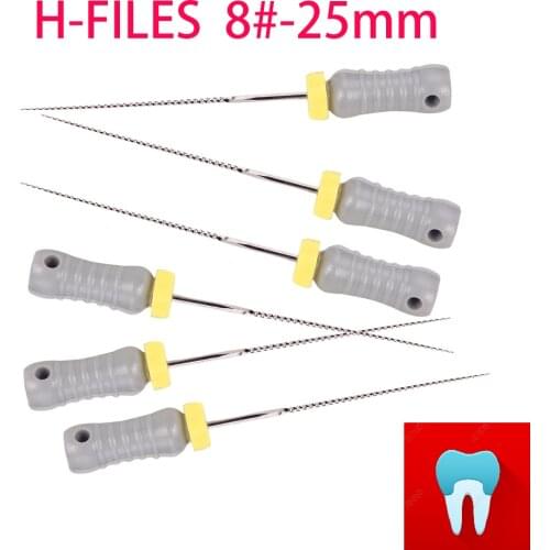 6pcs 8#-25mm Dental Files H Root Canal Dentist Materials Dentistry Instruments Hand Use Stainless Steel H Files