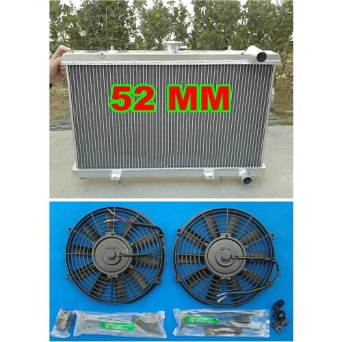 52MM aluminum radiator for Nissan S13 CA18DET CA18 +FANS