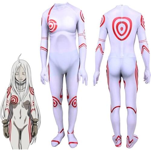 Anime Deadman Wonderland Shiro Cosplay Costume Zentai Adults Kids White Bodysuit Carnival Spandex Jumpsuit
