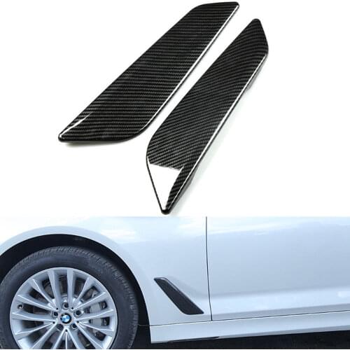 Car Styling Side Wing Air Flow Intake Cover Trim Chrome Carbon Fiber Style Decor Hood Badge For BMW 5 Series G30 G31 2017 2018