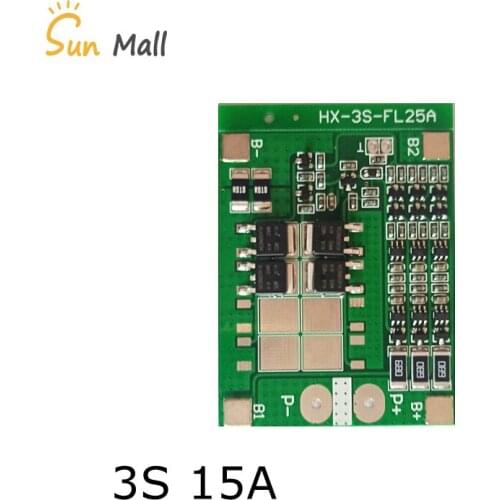 Banlance version 3S 11.1V 12V 18650 Lithium battery protection Board 12.6V 15A BMS Lithium battery charing Board with protection