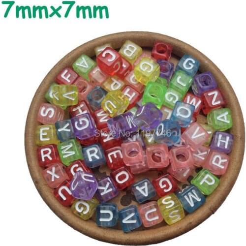 Free shipping Transparent Alphabet Letter Beads, Wholesale 1900pcs 7*7mm A-Z Mix Acrylic Alphabet Cube Letter Beads