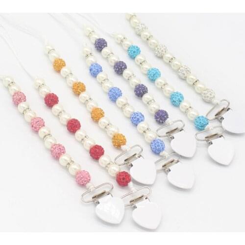 Infant Baby Crystal Pacifier Clips Dummy Nipple Strap Pacifier Chain New Baby Anti-dropping Pacifier Chain Baby Accessories