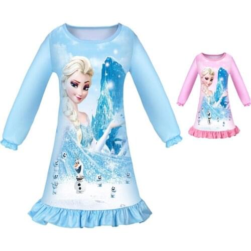 Disney Frozen Kids girl dress Vestidos dress kids long sleeve girls Elsa Anna princess party dress girls pajamas 3-10 year old