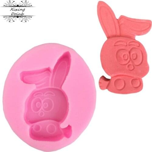 DIY cute cartoon rabbit shape silicone mold candy chocolate cupcake decoration mold sugar technology biscuit baking model tool