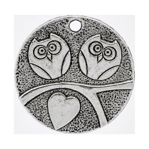 DoreenBeads 20 Silver Color Owl Pattern Pendants 25mm Dia. (B12712), yiwu