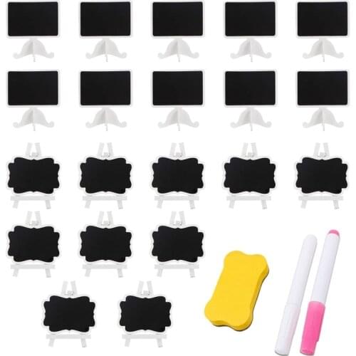 20 Pack Wooden White Framed Chalkboard Labels with Easel Stand Mini Chalkboard Blackboard for Food Cards for Wedding