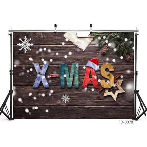 Photo Backdrop Christmas Wooden Board Snow Bokeh Letter Vinyl Background Studio for Children Baby Photoshoot Photography Props