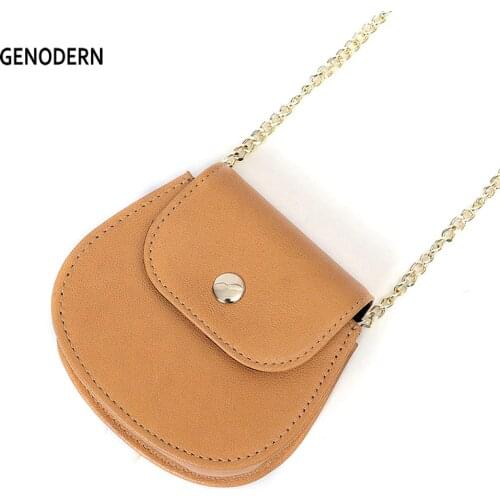 GENODERN New Mini Lipstick Bag Sheep Leather Jewelry Box Lady Fashion Small Bag Genuine Leather Women Round Chain Clutch Purse