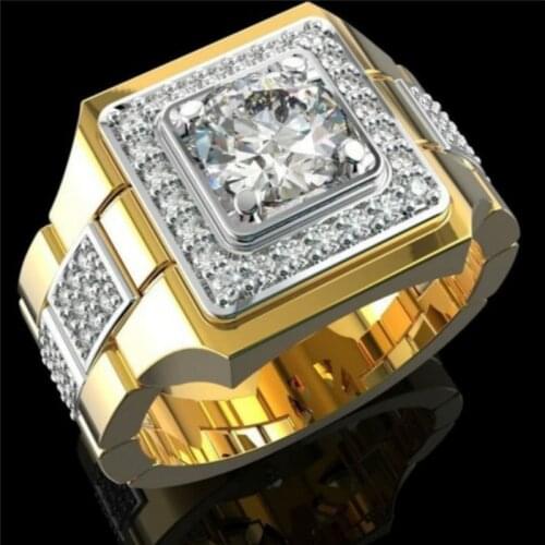 Classical Inlaid Crystal Wide Face Watch Style Mens Ring Banquet Fashion Business Male Ring Jewelry Free shipping Size 6-13