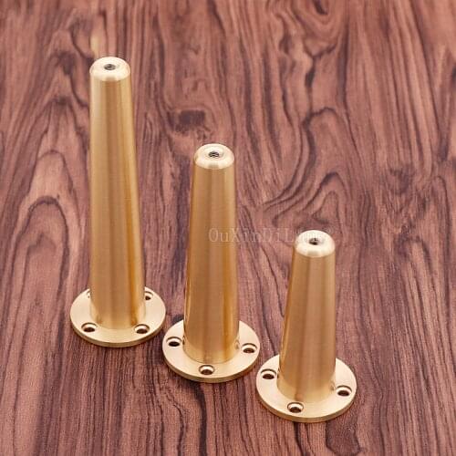 4PCS Height 9CM/12CM/15CM Cone-Shape Adjustable Furniture Legs Copper Furniture Feet Cabinet Table Sofa Feets GF21