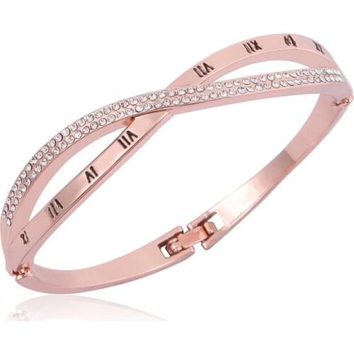 Fashion Retro Womens Bracelet Bangle Round Crystal Alloy Cross Stainless Steel Bracelets Bangles Women Hand Jewelry