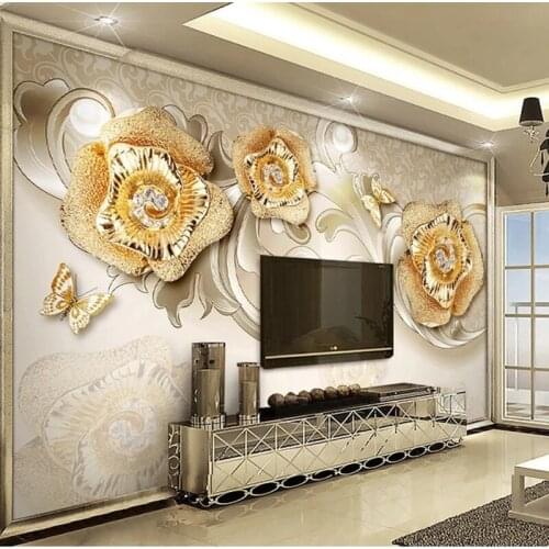 Wallpaper 3d Mural For Living Room Green Patterned Diamond Flower Custom Wall Mural Modern Art Painting High Quality Mural