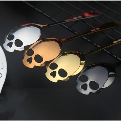 Stainless Steel coffee Scoop Skull shape dessert spoon Food grade ice cream candy tea spoon tableware dessert ice cream scoops