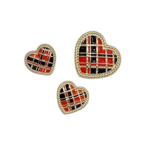 New Retro French Geometric Heart-Shaped Simple Black Red Mesh Oil Oripping Enamel Collar Pin Brooch Womens Clothing Accessories