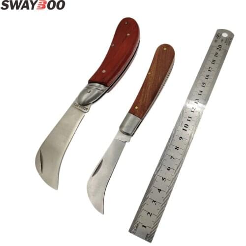 Swayboo Stainess Steel Mushroom Karambit Knife Wallpaper Rosewood Handle Sickle Pocket Folding Knife Utility Electrician Knife