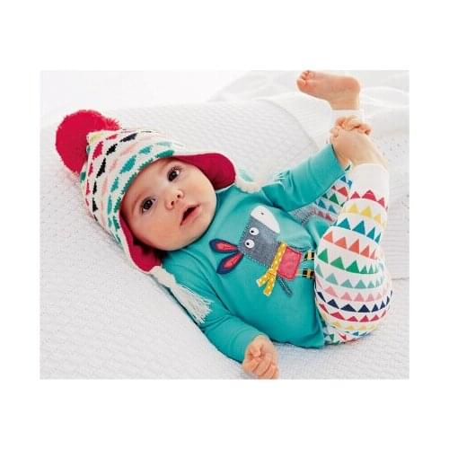 Autumn baby girl clothes fashion cartoon donkey t-shirt + colorful pants newborn baby boy clothing 2pcs set toddler outfits