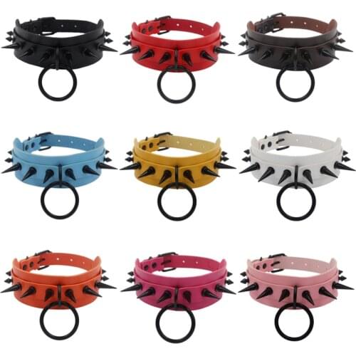 New Punk Spike Goth Choker Necklaces Women Collar Neck Studded Rivet Black Pu Leather Women Men Necklace Chocker Bondage Jewelry