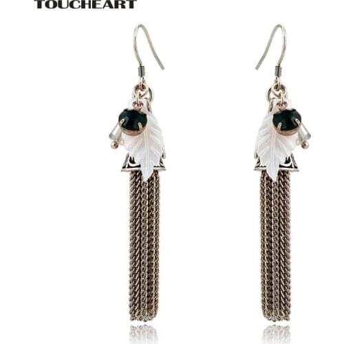 TOUCHEART Charm Crystal Pendant Earrings Yellow Tassel Brand Jewelry Cute Geometric Dangle Drop Earrings for Women SER160131