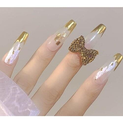 R3MF 3D Bow Nail Charms Bows Tie Design Rhinestone Alloy Nail Art Decor Bow Nails Art Decoration for Women Girls