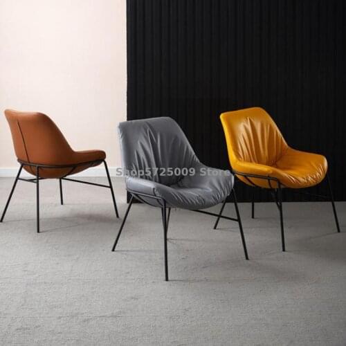 Light luxury leather single sofa chair home living room balcony negotiation chair Nordic casual makeup dressing table chair