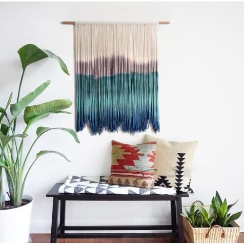 Hand Woven Tapestry Cotton Thread Fringed Wall Geometric Tapestry Background Hanging Painting Home Decoration for Living room
