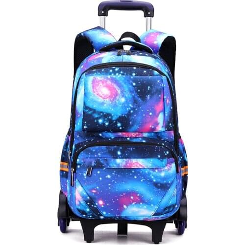 Removable Children School Bags for Girls Boys School Backpack With 6 Wheels Trolley Backpack Kids Luggage Bag Travel Backpack