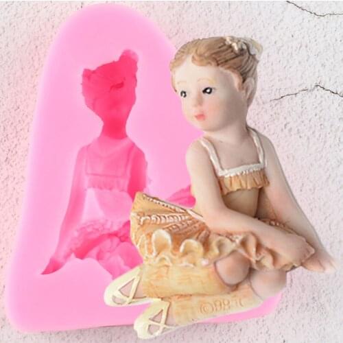 Ballet Girl Silicone Molds Dancer Fondant Mold DIY Baby Birthday Cake Decorating Tools Soap Resin Candy Chocolate Gumpaste Mould