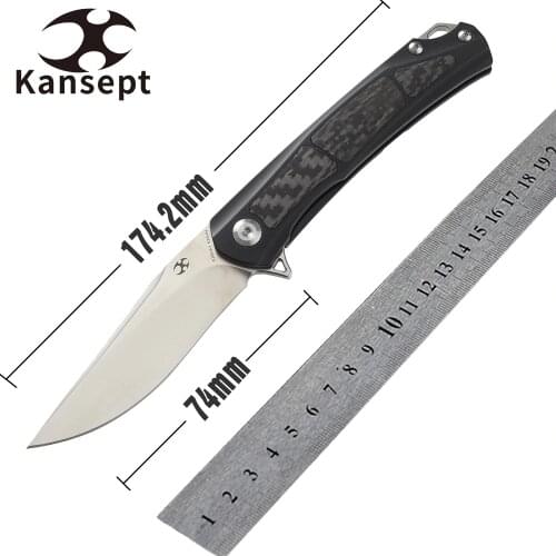 Kansept S35VN Folding Pocket Knife K2003A3 Gremlin Camping Hunting Knife Outdoor Survival Tool EDC Titanium Carbon FIber Handle