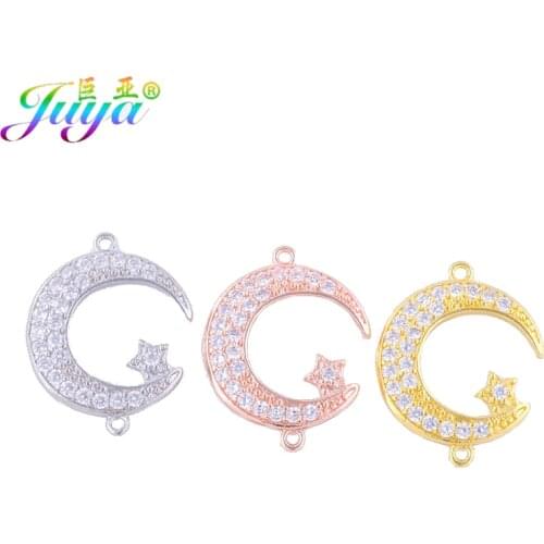 Juya DIY Religious Islamic Jewelry Components Qamis Allah Crescent Moon Connectors For Handmade Muslim Jewelry Making Supplies