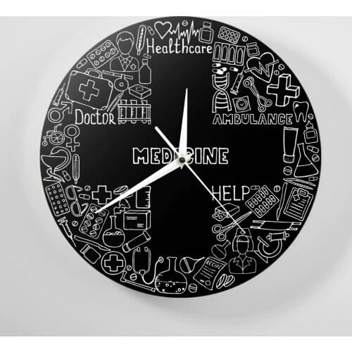 Doctor Health Care Modern Design Wall Clock Ambulance Help 3D Wall Clock Medical Room Decor Wall watch