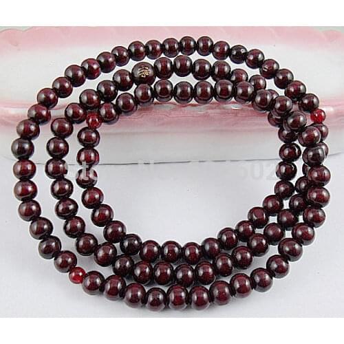 Tibetan Buddhism 108 Red wood carved Bead Mala Necklace