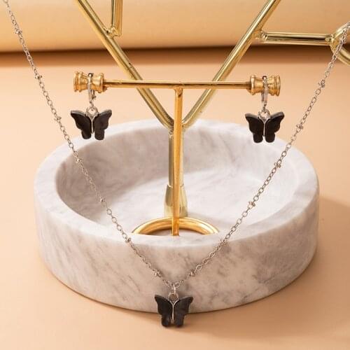 Tocona Pretty Butterfly Pendant Necklace Gold Drop Earring Jewelry Sets for Women Alloy Metal Adjustable Wedding Jewelry 18054