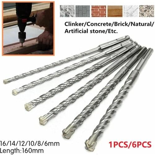 6/8/10/12/14/16MM Impact Drill Cross Head Electric Hammer Round Shank Drill Bits Carbide Tungsten Steel Alloy Drill SDS Plus