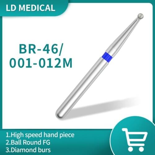 10pcs High Quality Dental Diamond Burs Drill Ball Round Type Burs dental tools FG 1.6M for Teeth Whitening BR-46