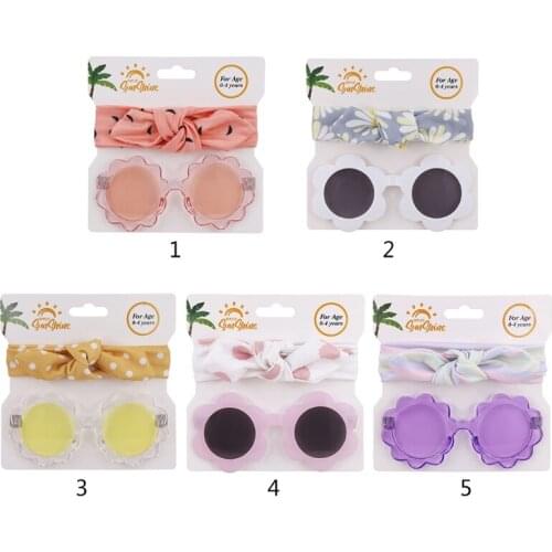2 Pcs Newborn Photography Props Sunglasses+Headband Set Baby Infants Photo Hair Band Eyewear Sun Glasses Kit