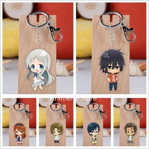 20 pcs/lot The Flower We Saw That Day Acrylic Keychain Toy Anohana Figure Bag Pendant Key Ring Gifts