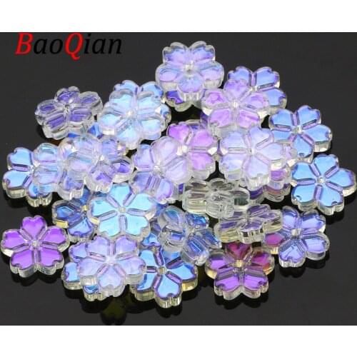 30pcs Transparent Glass Beads 12x16mm Flower Loose Spacer Beads For Jewelry Making Diy Charm Necklace Bracelet Accessory