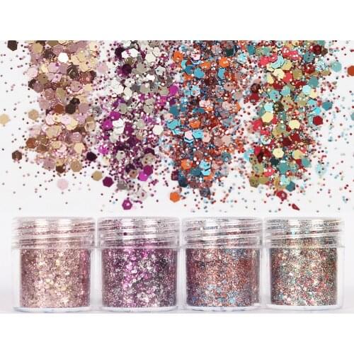 4Pots Colorful Hexagon Glitter 1mm Sequins Mixed For Diy Jewelry Tool Making UV Epoxy Resin Crafts Bling Bling Filling Material