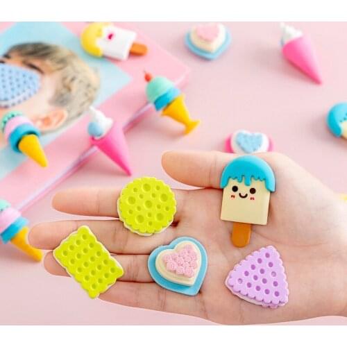 4pcs Kids Toy Eraser Student Stationery Gift Reward School Supplies Popsicle Sandwich Biscuit Dessert Creative Eraser Funny Toy