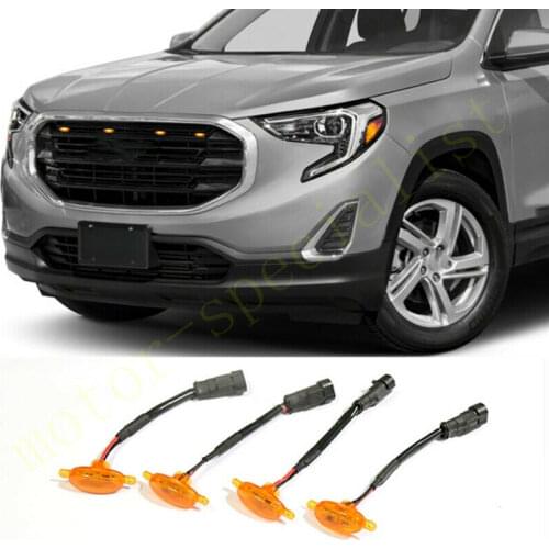 4pcs LED Car Front Grille LED Amber Light Raptor Style Light Kit Decor W/ Wire Speed For GMC Terrain 2018-2021