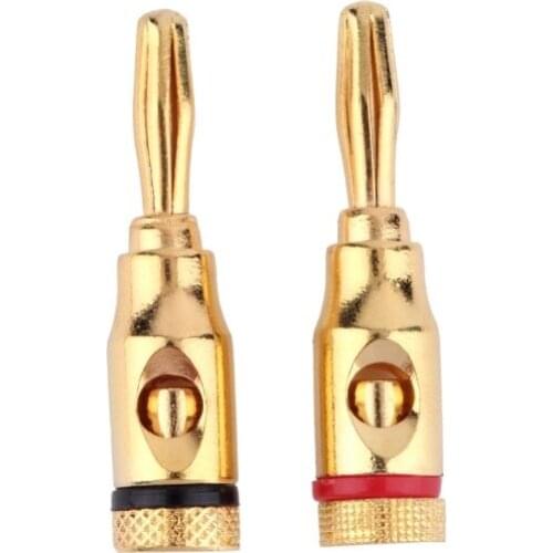 50pcs/lot Golden Plated Zinc Alloy Speaker Adapter Audio Screw Banana Plug